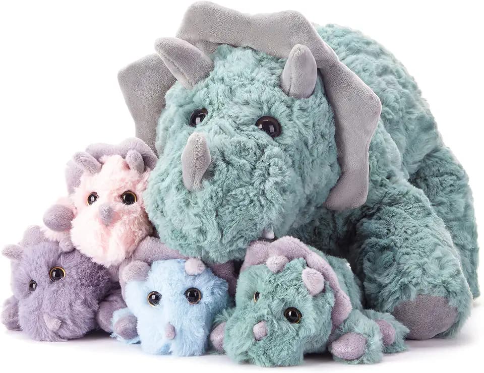 EARTHSOUND Dinosaur Stuffed Animals with Babies Inside, Mommy Toy for Kids