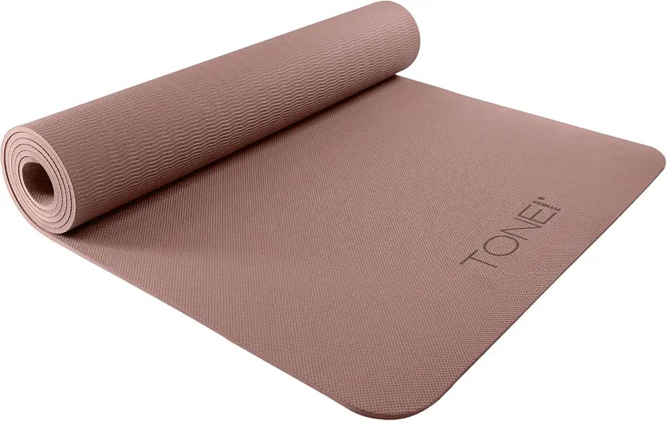 TONE Fitness 1/4" Yoga Mat, Non-Slip Exercise & Pilates Mat with Strap