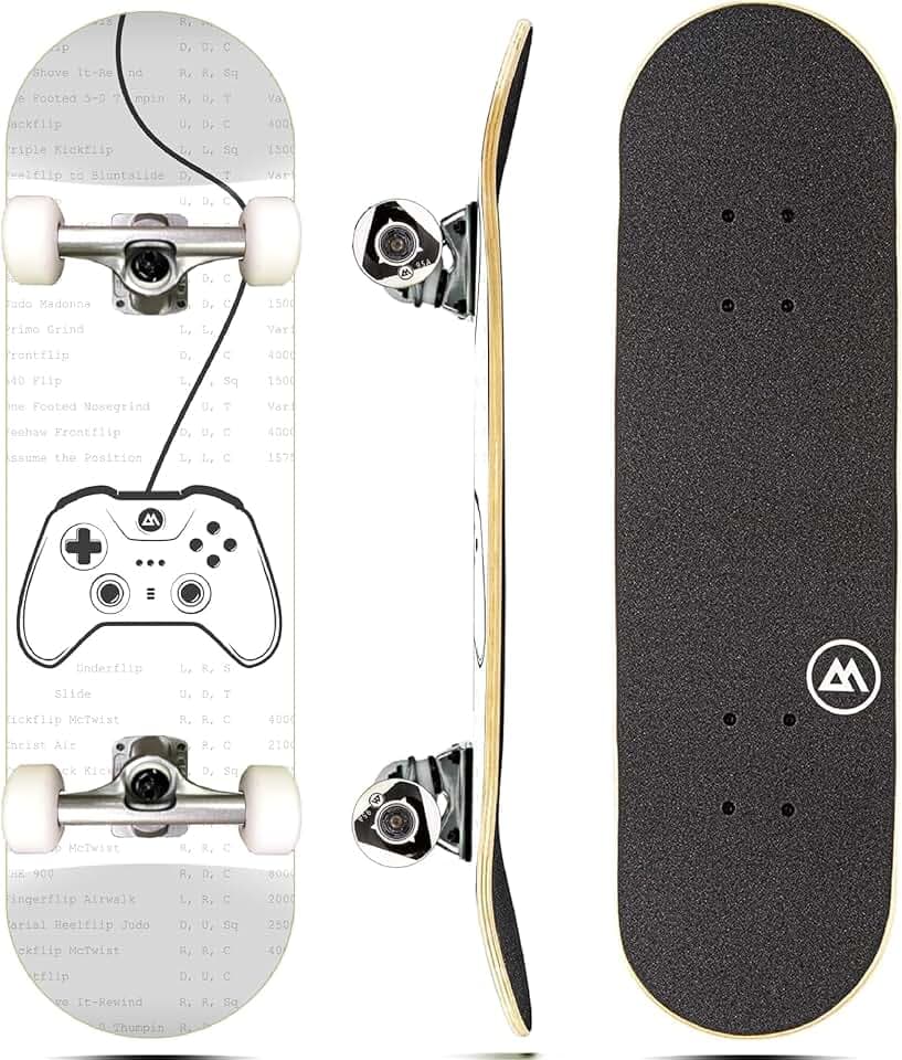 Magneto Complete Skateboard | 6-Layer Canadian Maple Double Kick Concave Deck | Beginners, and Teens