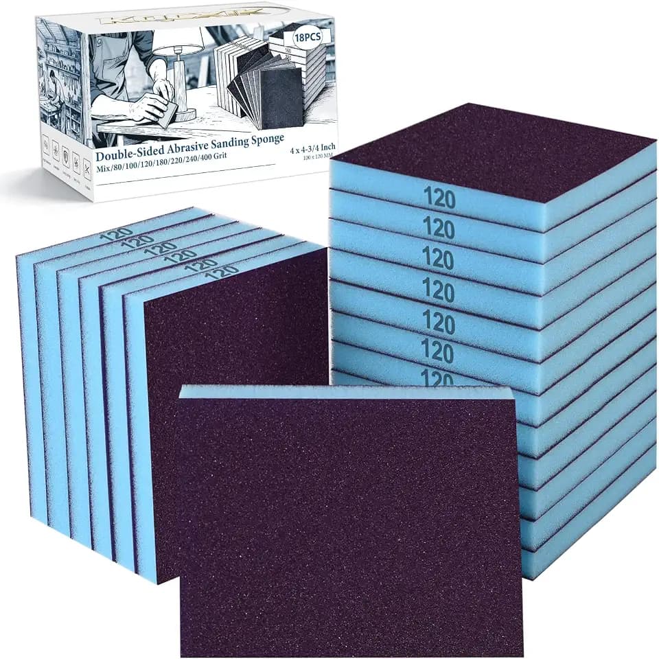 18 Pack Wet Dry Sanding Sponge Set, 120 Grit Foam Blocks Sandpaper