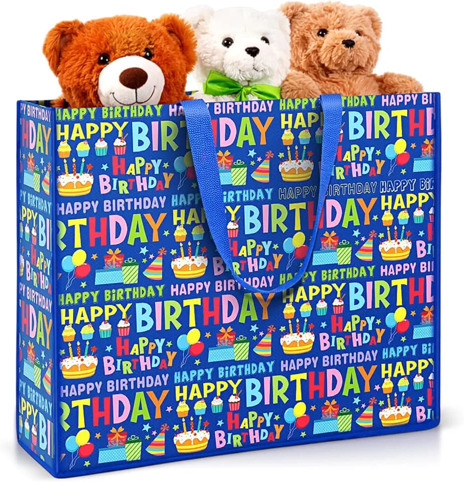 Pickmesh 1 Pcs Extra Large Birthday Gift Bag, Blue Birthday