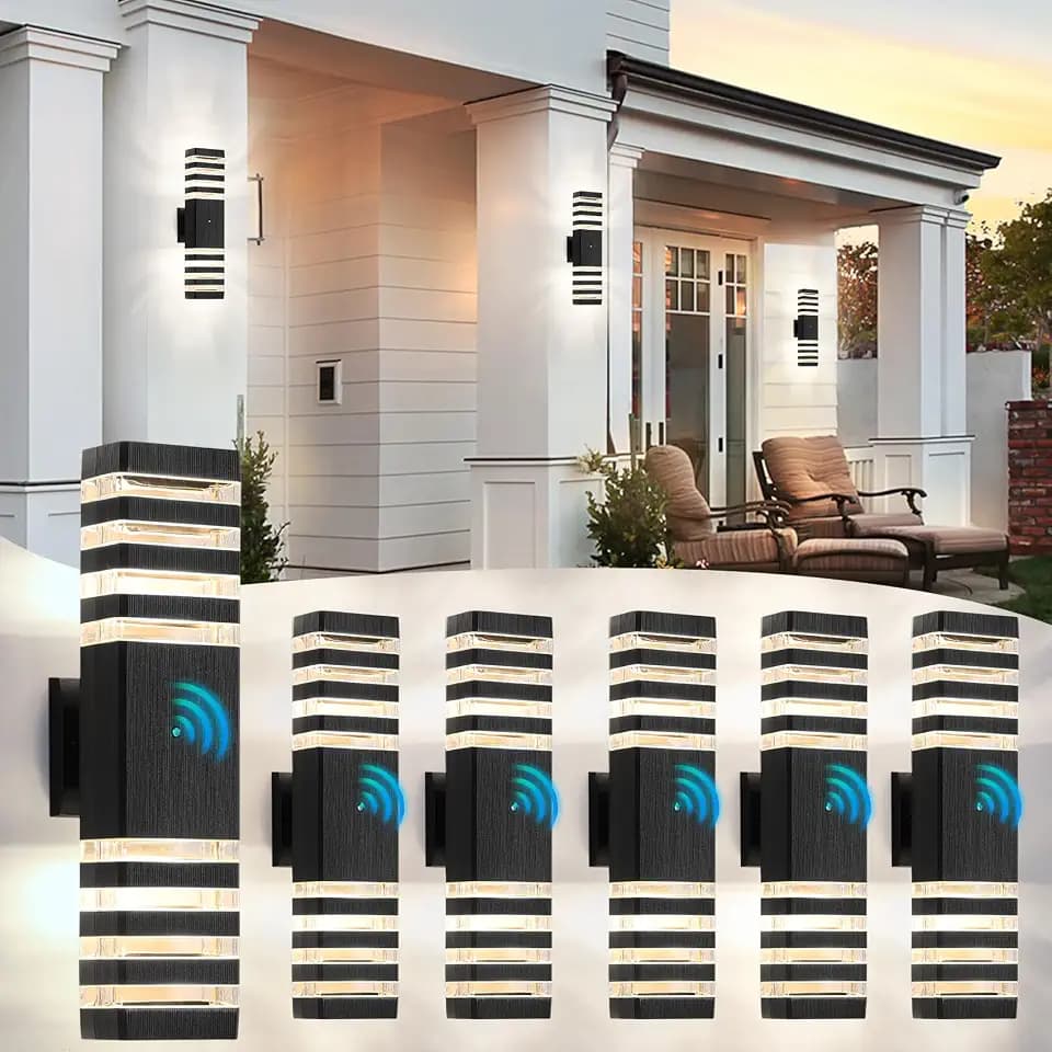 Dusk to Dawn Modern LED Outdoor Wall Light,18.3 in,6 Packs