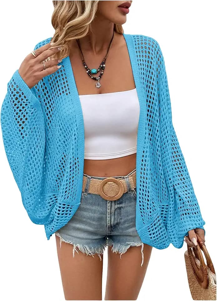 Verdusa Women's Summer Cardigan Lightweight Sweater Crochet Cardigans