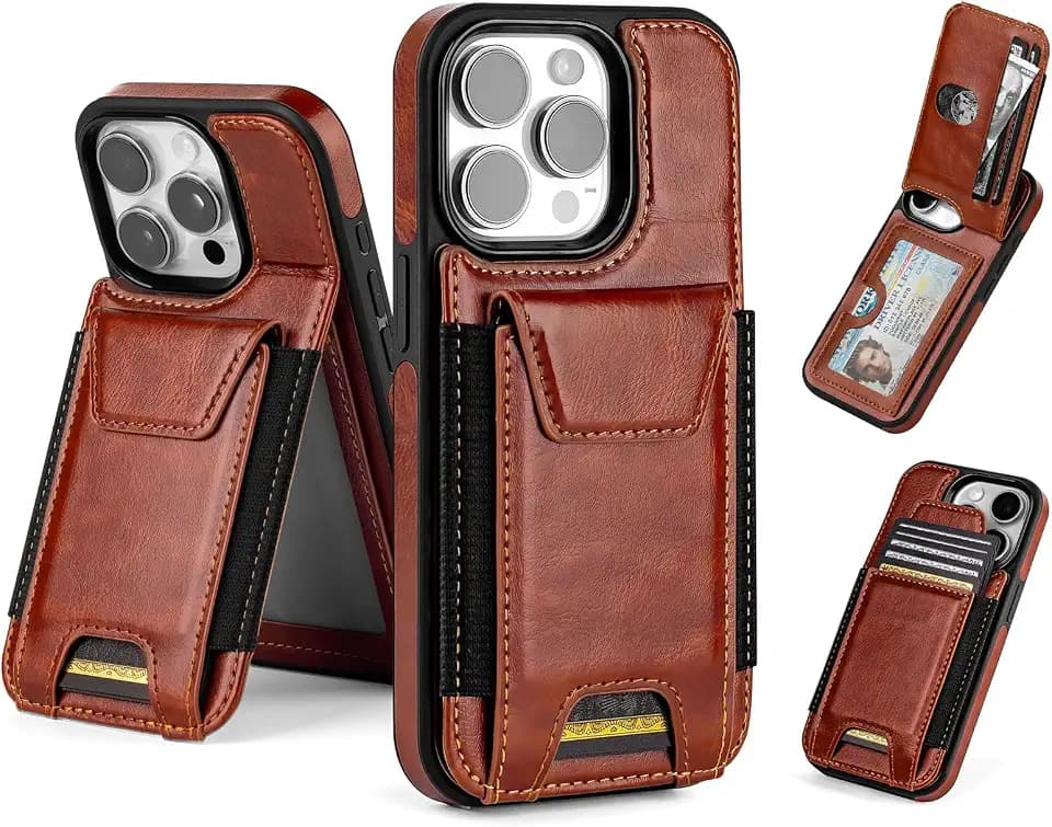 SkyEagle for iPhone 12/12Pro Case Wallet with Card Holder,Brown