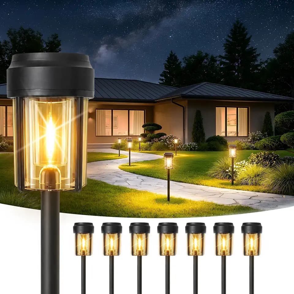 Solar Pathway Lights Outdoor, Unique Deisgn IP65 Waterproof Solar Powered Garden Lights, Auto On/Off Outdoor Light for Yard Lawn Garden Patio Walkway Driveway Landscape Lighting (8 Pack)
