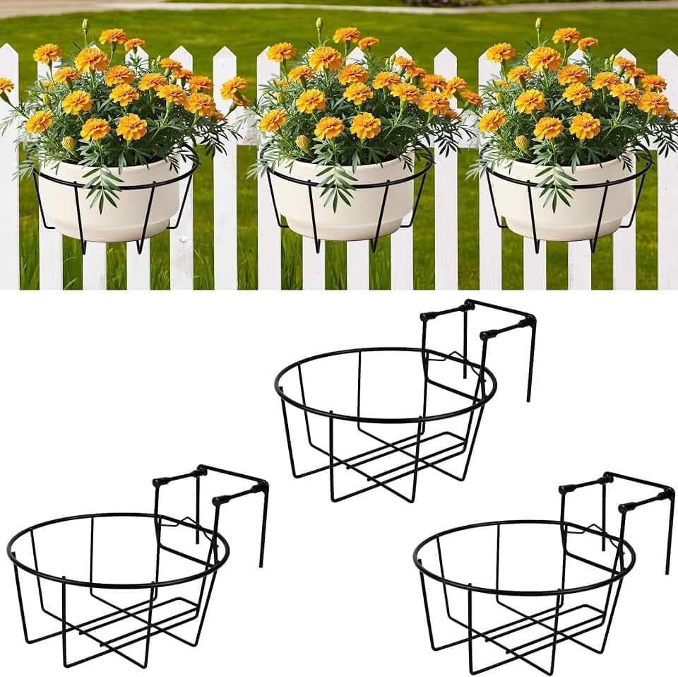 Hanging Railing Planter, Fit 1.5” to 4.5” Rail Fence Deck, 3 Pack