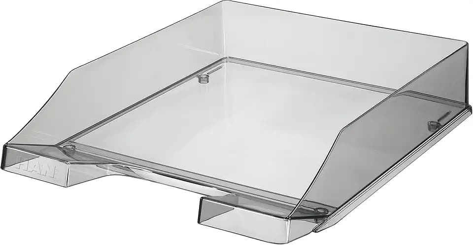 HAN Briefablage Klassik, 6 STÜCK, Moderne, transparente und stapelbare Ablage im frischen Design bis Format A4/C4, 1026-X-24, transparent-grau