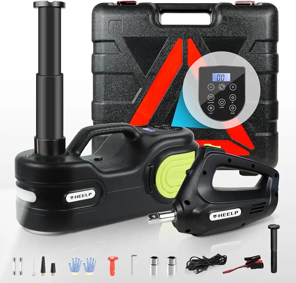 E-HEELP Electric Car Jack Kit 5 Ton 12V with Pump, LCD and Impact Wrench