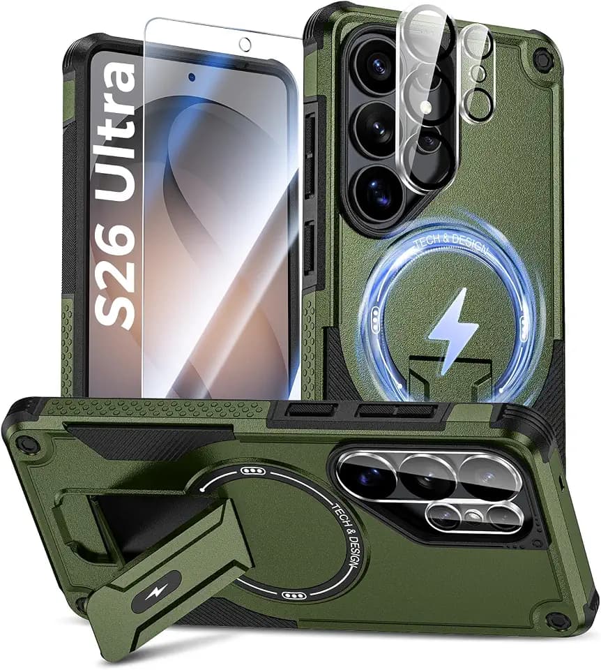 Goton for Samsung Galaxy S26 Ultra Case with Screen Protector Green