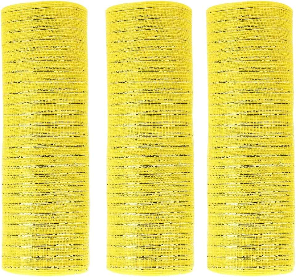 3 Rolls Yellow Deco Mesh Ribbon for Easter Wreath Making Supplies