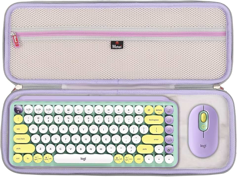 Mchoi Shockproof Carrying Case for Logitech POP Keys Mechanical Wireless Keyboard with Customizable Emoji Keys, Purple, Case Only