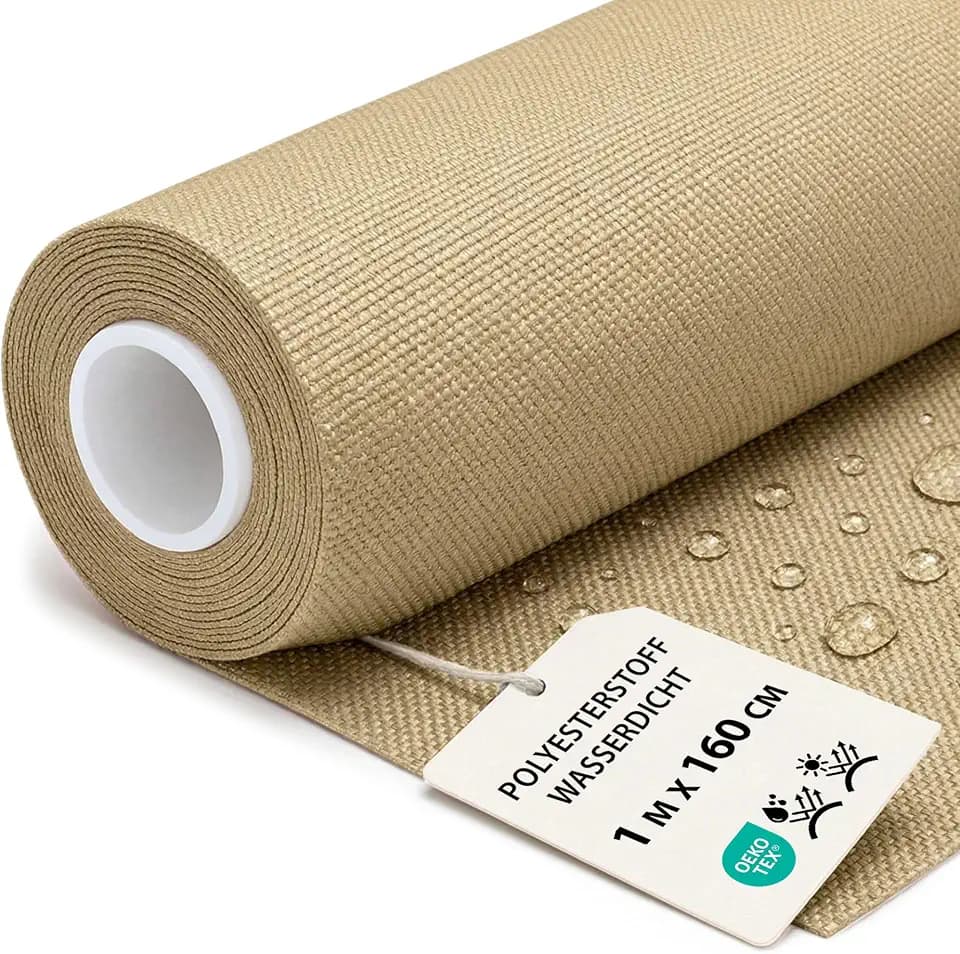 Polyesterstoff wasserdicht Stoff Meterware 1 m x 160 cm - markisenstoff markisenstoffe canvas und polsterstoff möbelstoff futterstoff segeltuch und vorhangstoff Beige oeko-tex-zertifikat