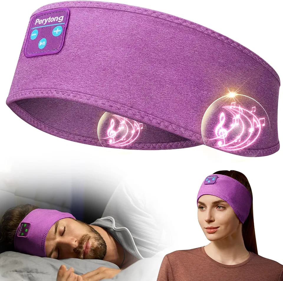 Perytong Sleep Headphones Wireless, Bluetooth 5.4 Sports Headband Headphones with Ultra-Thin HD Stereo Speakers Perfect for Sleeping, Workout, Jogging, Yoga, Insomnia, Air Travel, Meditation (Violet)