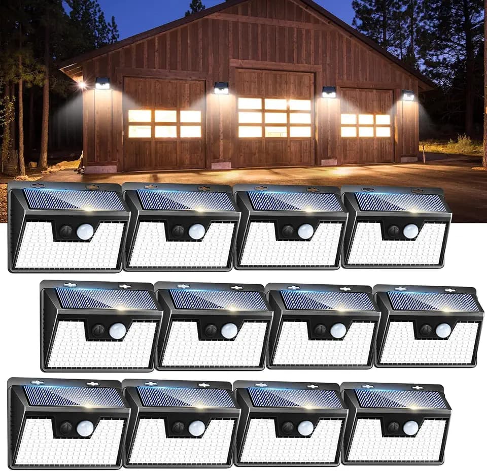 Peasur Solar Lights Outdoor Waterproof [12 Packs/140 LEDs], 3 Lighting Modes Solar Motion Sensor Light Outdoor, Ultra Bright Security Lights Outdoor Solar Lights for Outside Fence Yard Patio Deck