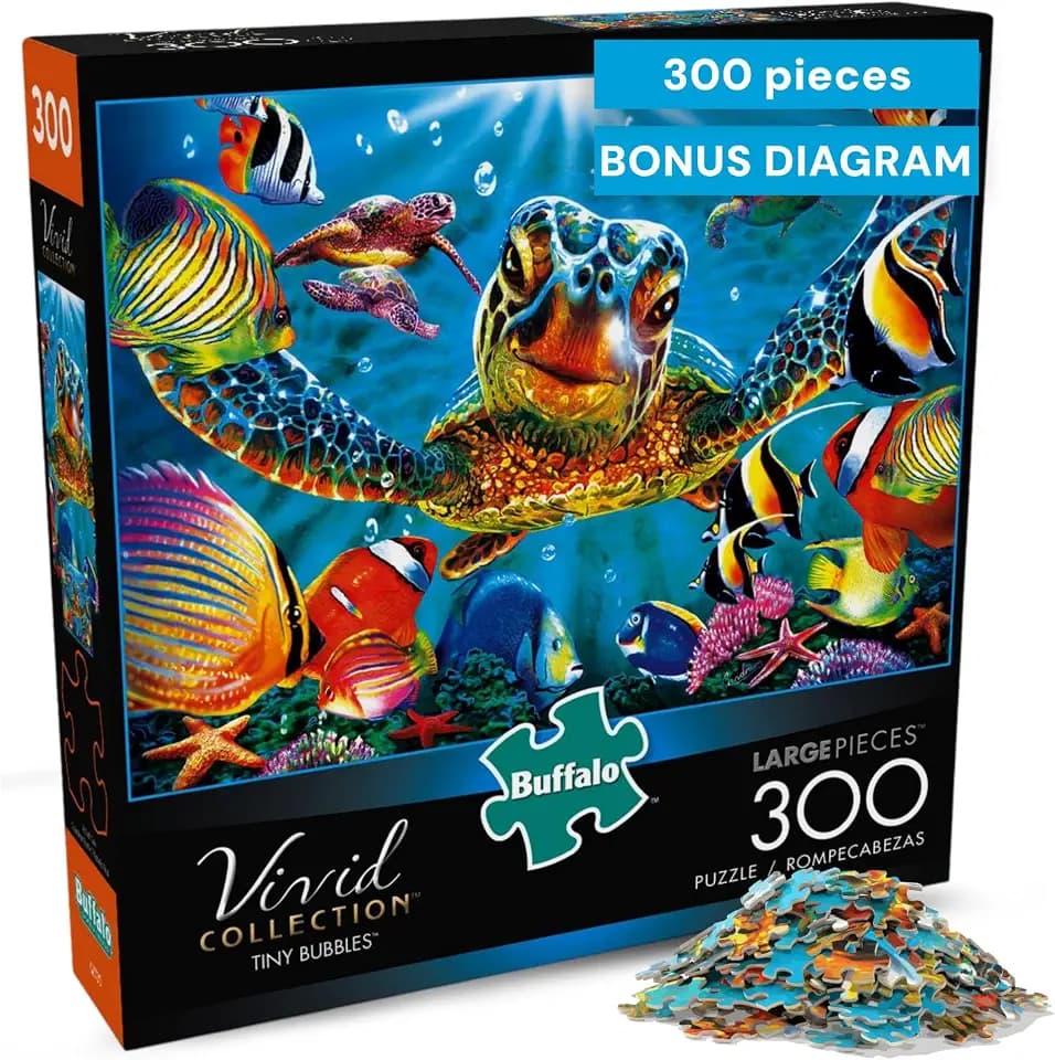 Buffalo Games Steve Sundram, Tiny Bubbles 300 Piece Puzzle, Poster Included