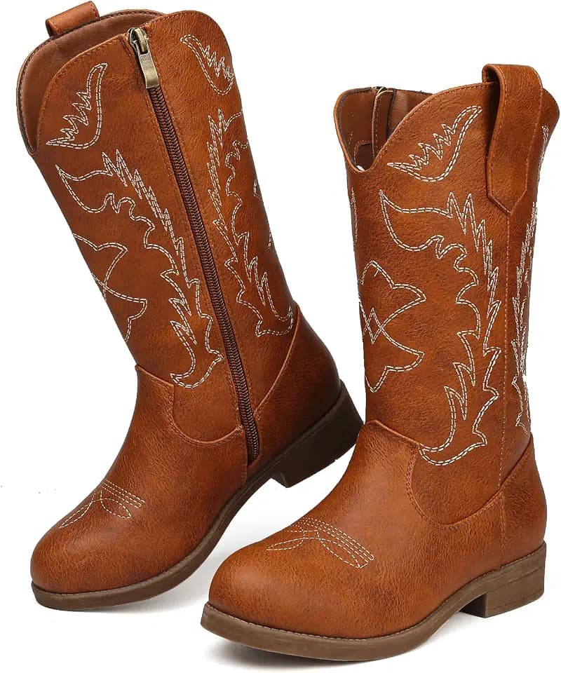 Bravover Kinder-Cowboystiefel für Mädchen, seitlicher Reißverschluss