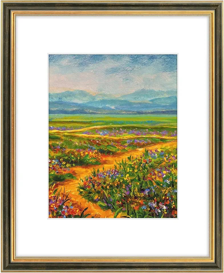 Golden State Art,16x20 Ornate Picture Frame Holds 11x14 Photo,Black Gold