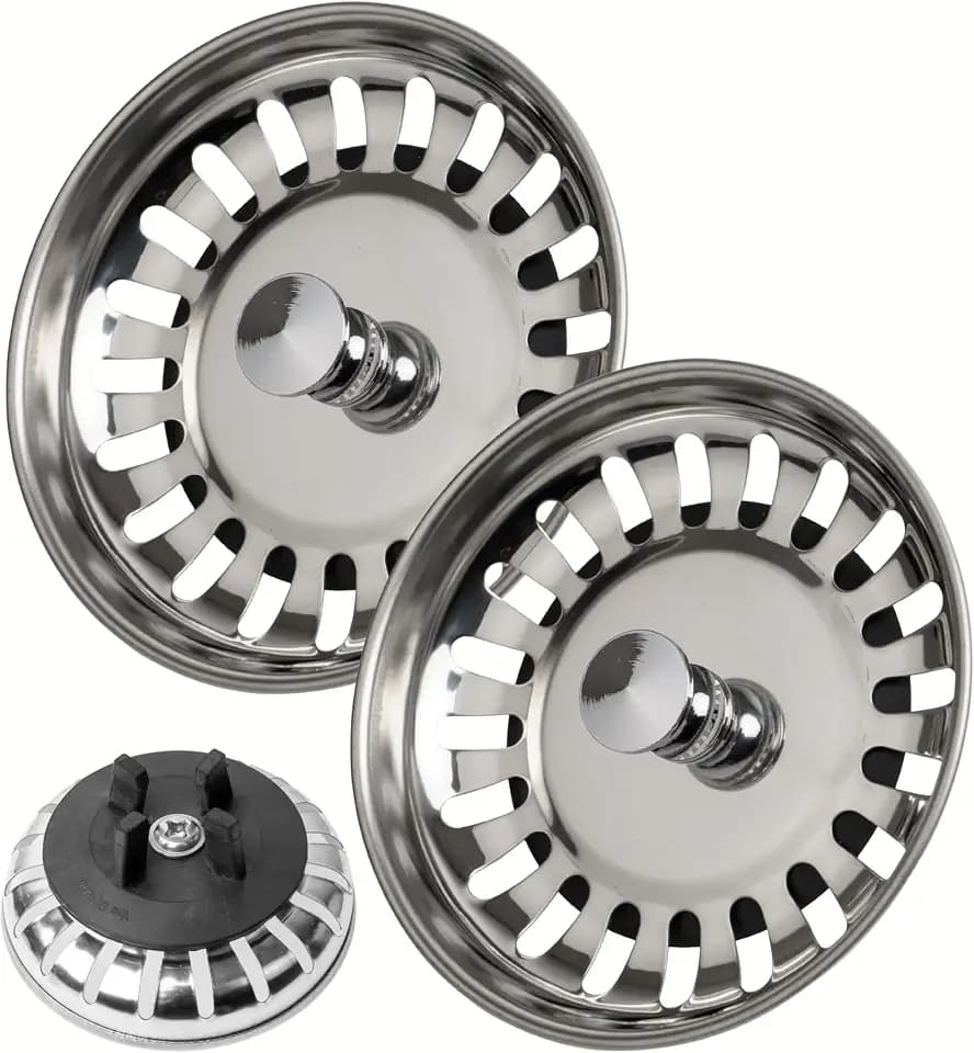 Spülbecken Siebkörbchen, 2 Sets, Ø 80 mm, kompatibel mit IKEA Siphon ATLANT und DOMSJÖ, Siebkorb mit verbesserter Gummidichtung, passend für Atlant Spültisch, Domsjö Spüle, Stöpselsieb Lippendichtung