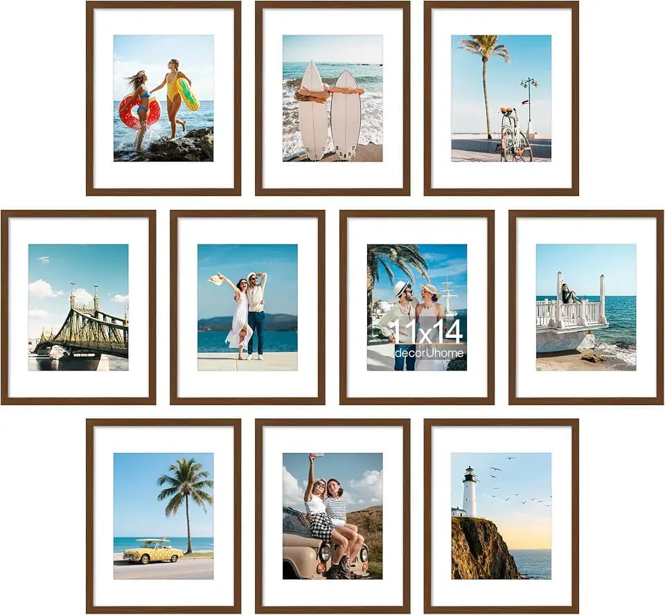 decorUhome 10 Pack 11x14 Picture Frame Collage Wall Decor with 8x10 Mat