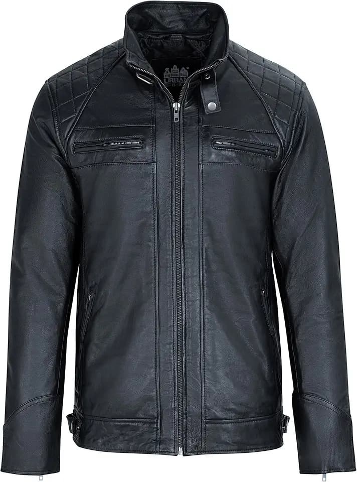 Herren Lederjacke URBAN 5884 - SKIMO, Echte Schafslederjacke im Biker Style mit 8 Taschen, Handgefertigt, Weich und Strapazierfähig
