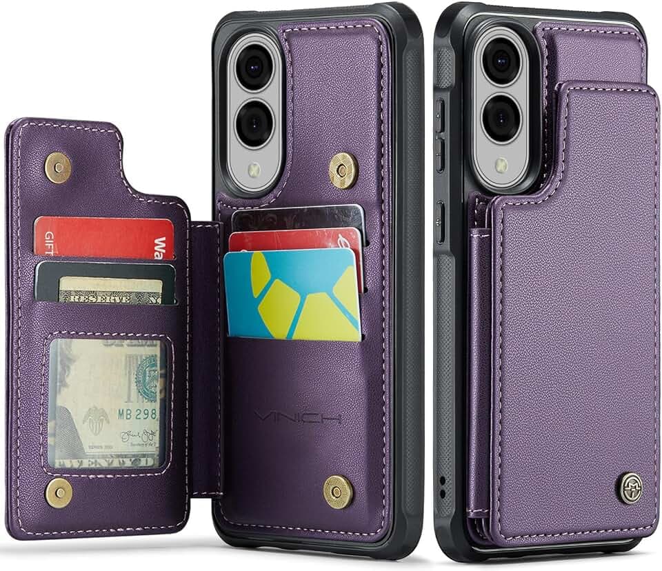 Vinich for Samsung Galaxy S25 Edge Wallet Case with Card Holder, Purple