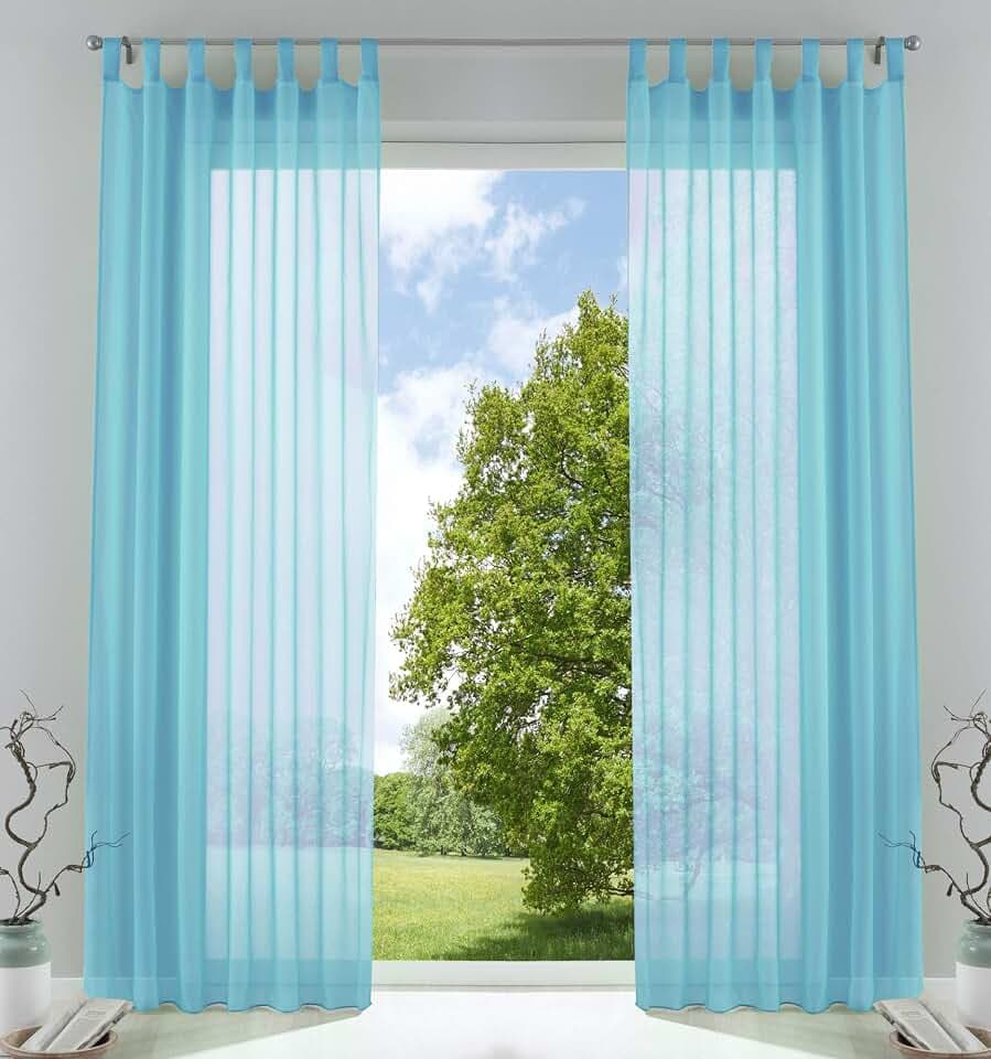 Voile Gardine Schlaufenschal 2er-Set transparent Hellblau 245x140 »Bern«