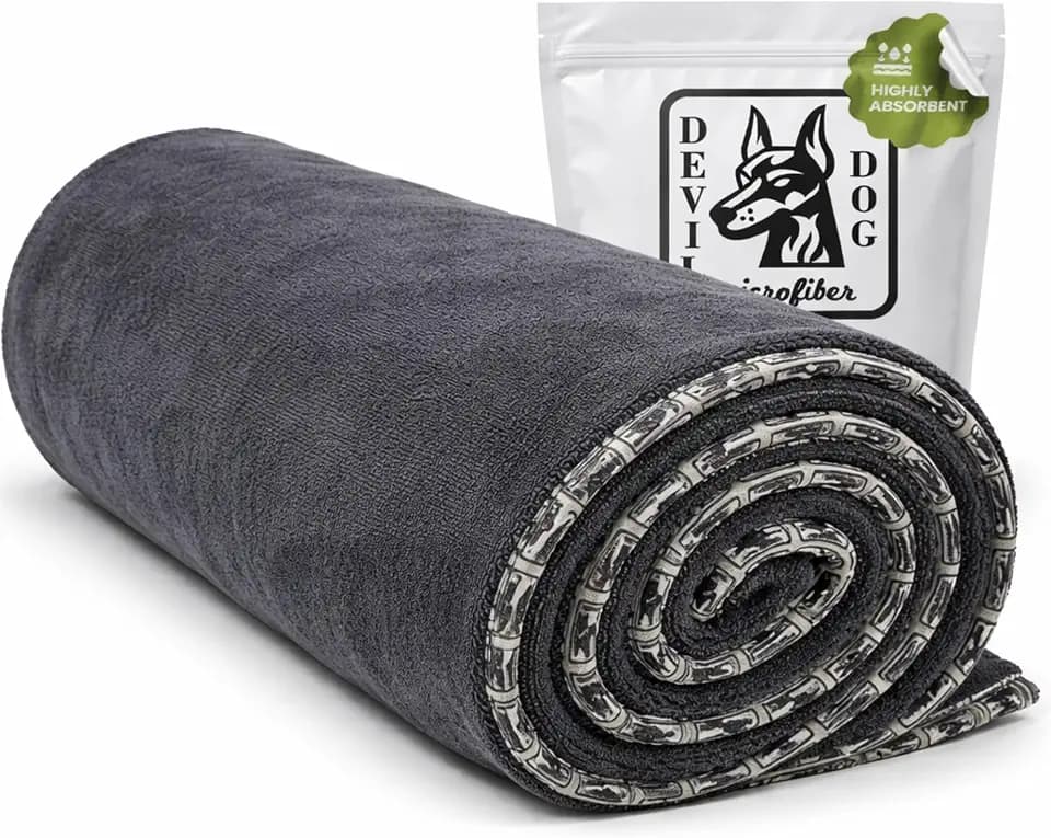 Dog Drying Towel for Dogs – Extra Large 24" x 35" Microfiber Dog Bath Towel, 1200 GSM Twisted Loop, Ultra Absorbent, Edgeless, Quick Dry for Bath, Beach & Travel, Gray