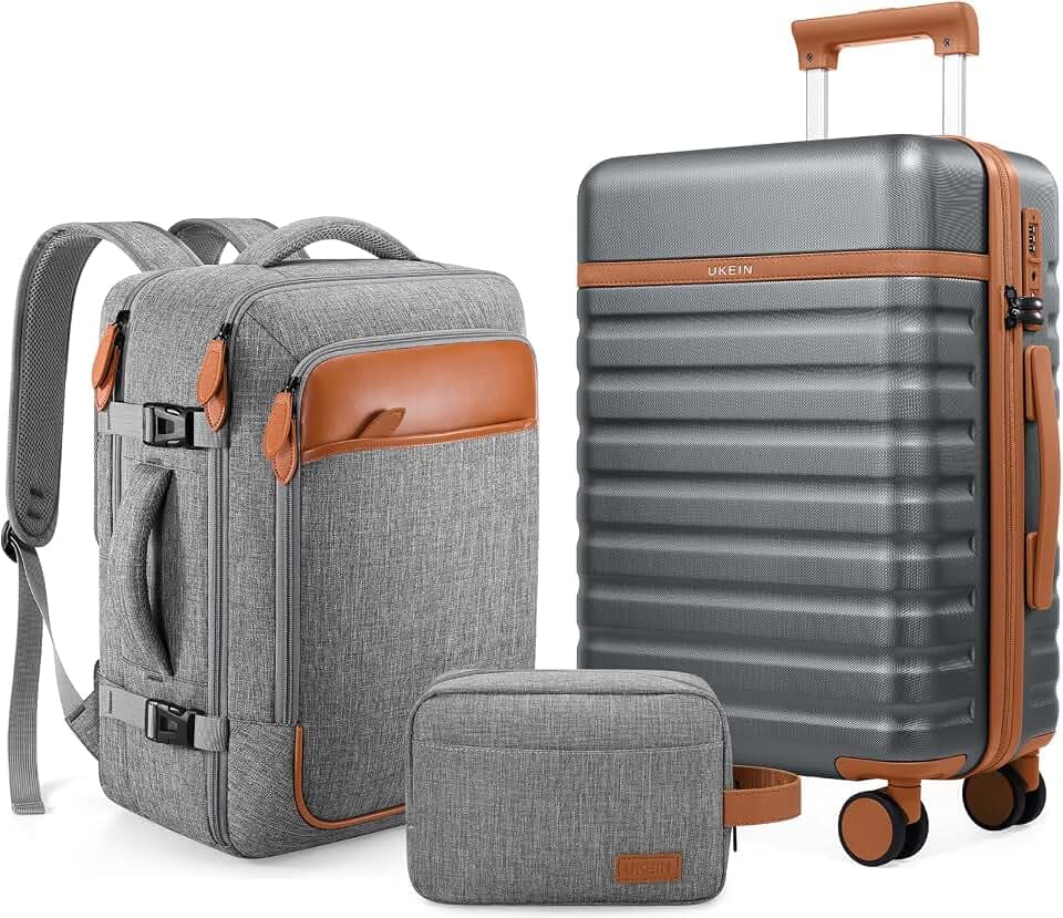 UKEIN Luggage Sets 3Piece, Carry On Luggage 20in Suitcase Set With Backpack
