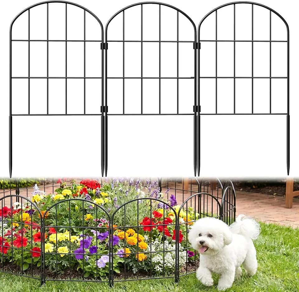 25 Pack Decorative Garden Fence Panels – 27.08ft (L) x 24"(H) Garden Fencing Dog Fence No-Dig Animal Barrier Fence Rustproof Metal Arched Garden Edging for Yard Patio Outdoor Decor Flower Bed
