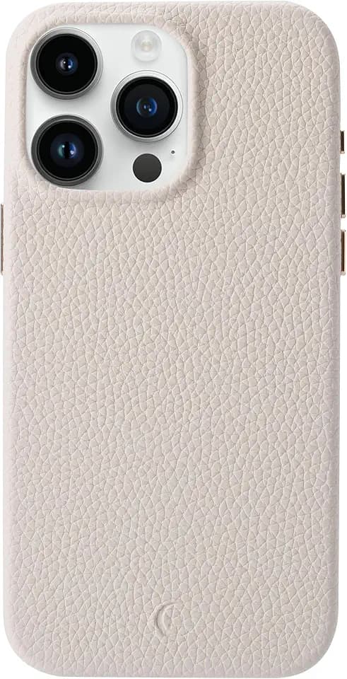 Luner - for iPhone 15 Pro Max - Premium Vegan Leather Phone Case [Compatible with Magsafe] - Elegant, Style and Eco-Friendly - Cream