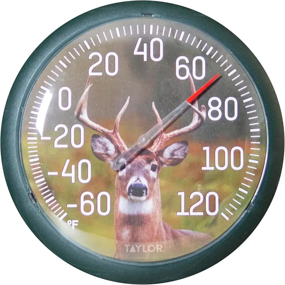 Taylor 13.25 Inch in/Out Dial Thermometer - Buck/Deer