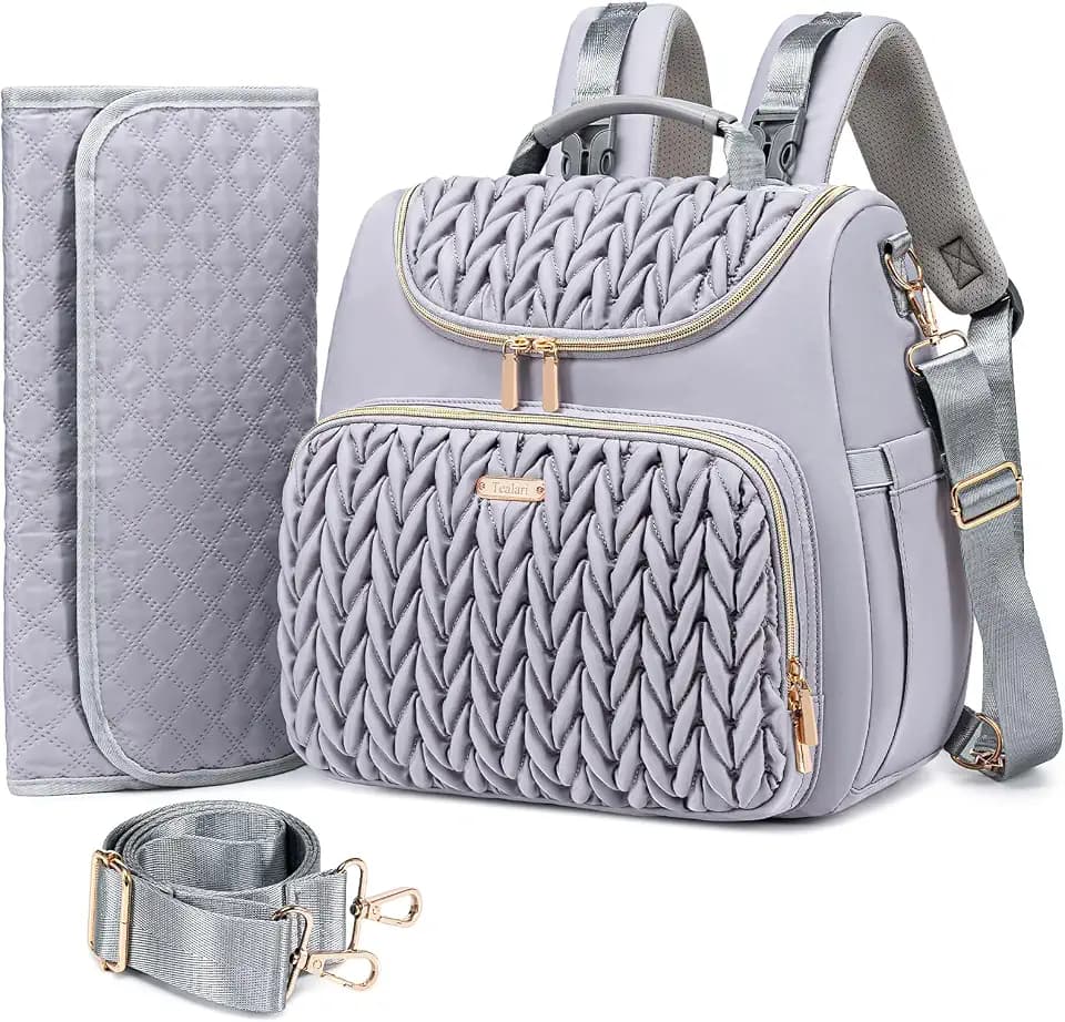 Tealari 4 in 1 Convertible Diaper Bag Backpack,Waterproof Baby Diaper Bag with Changing Pad,Converts into Baby Tote Bag,Diaper Backpack,Stroller Bag and Crossbody Diaper Bag