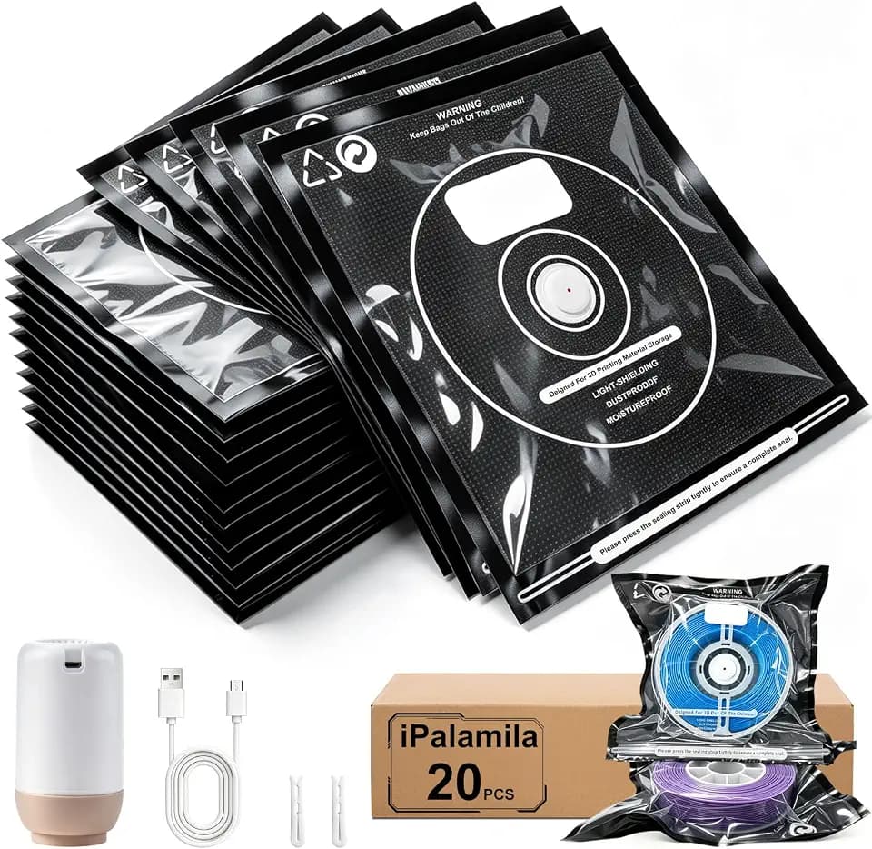 iPalamila 3D Filament Vakuumbeutel Kit mit Auto Pumpe,20er Filament Aufbewahrung 32 * 32cm Verbesserter Saugnapf,Wiederverwendbar,für 3D Drucker Glühfaden Lagerung, Schutz Filament von Feuchtigkeit