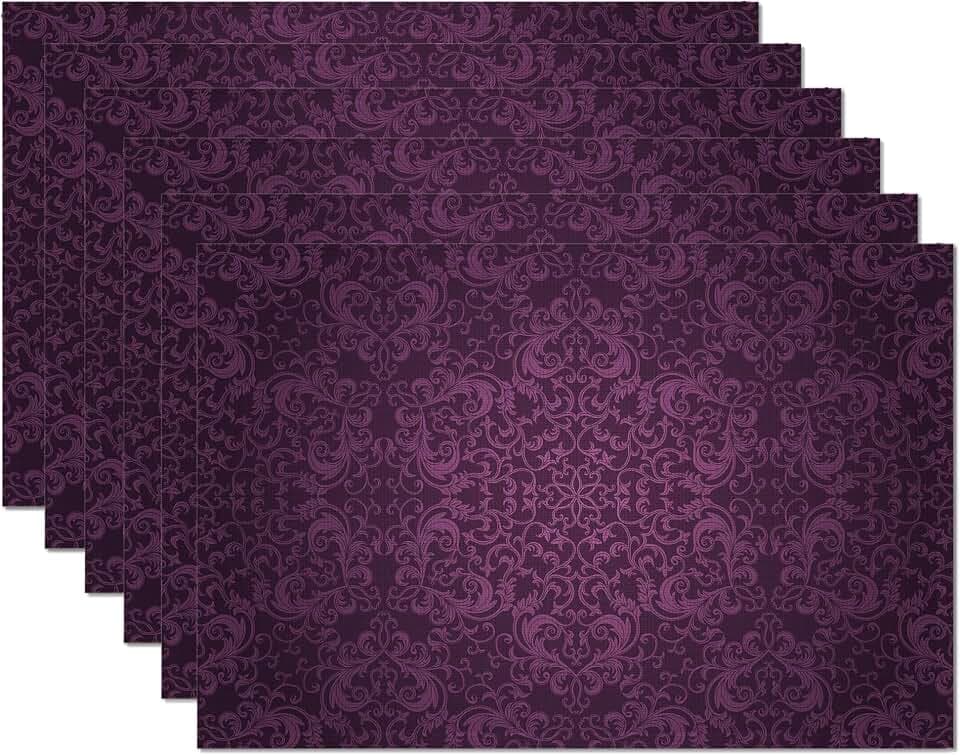 Platzsets mit violettem Blumenmuster, 6er-Set, rutschfest, hitzebeständig, waschbar, Platzset für Party, Küche, Esstisch, Dekoration, drinnen und draußen