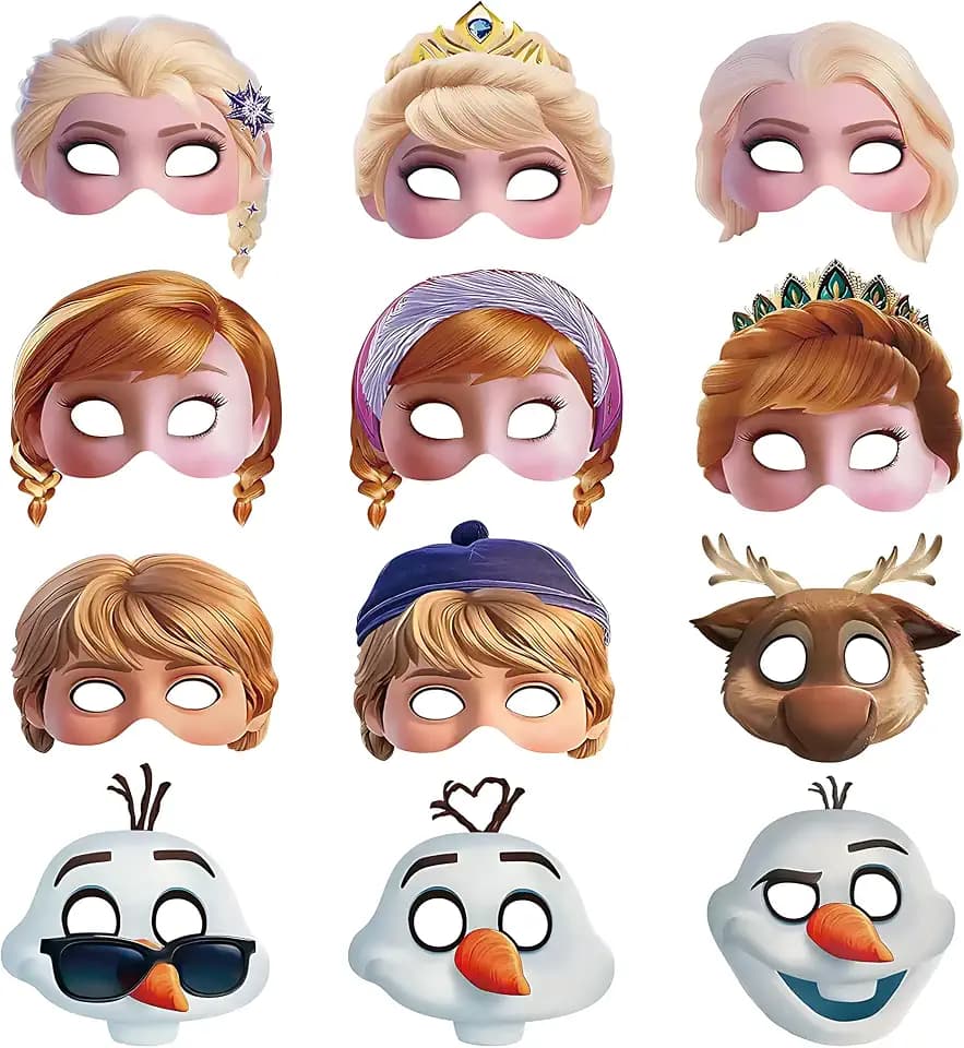 12Pcs Princess Masquerade Mask, Cute Classic Character Masks, Princess Role Playing Props, Birthday Decorations