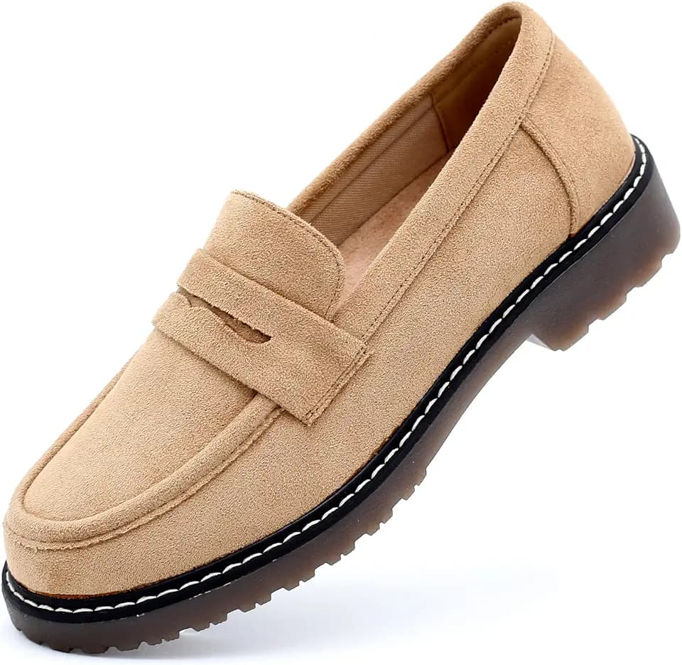 Women's Chunky Loafers, Platform Comfortable Slip-On Dressy Fashion Driving Moccasins Women