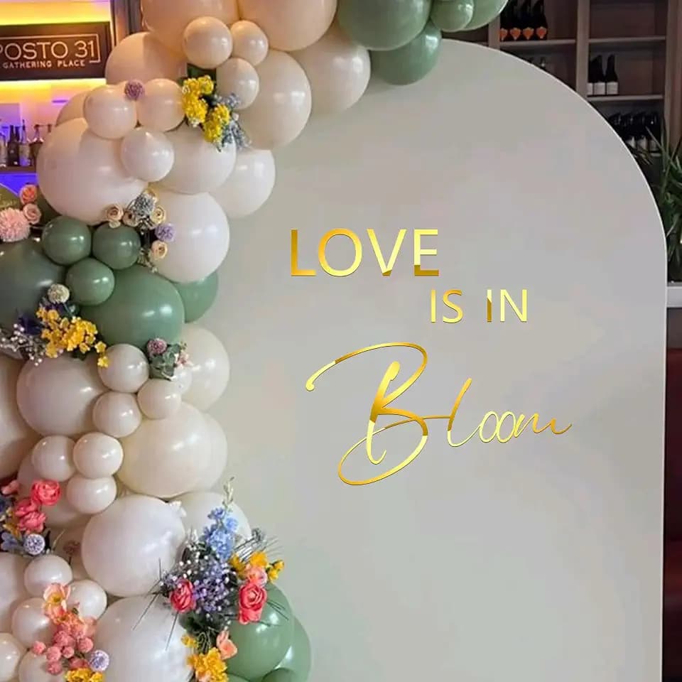 Gold Love is in Bloom Bridal Shower Party Wall Decal