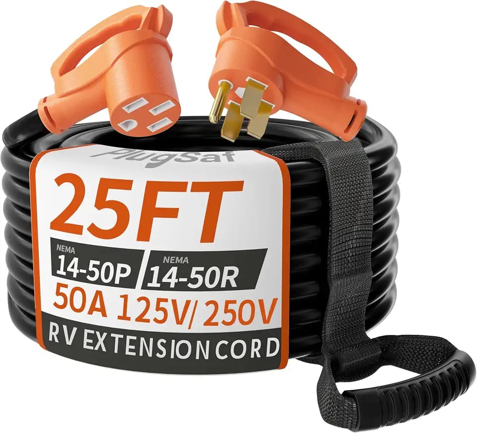 PlugSaf 25 FT 50 Amp RV/EV Extension Cord Outdoor, 125/250V 6250/12500W STW