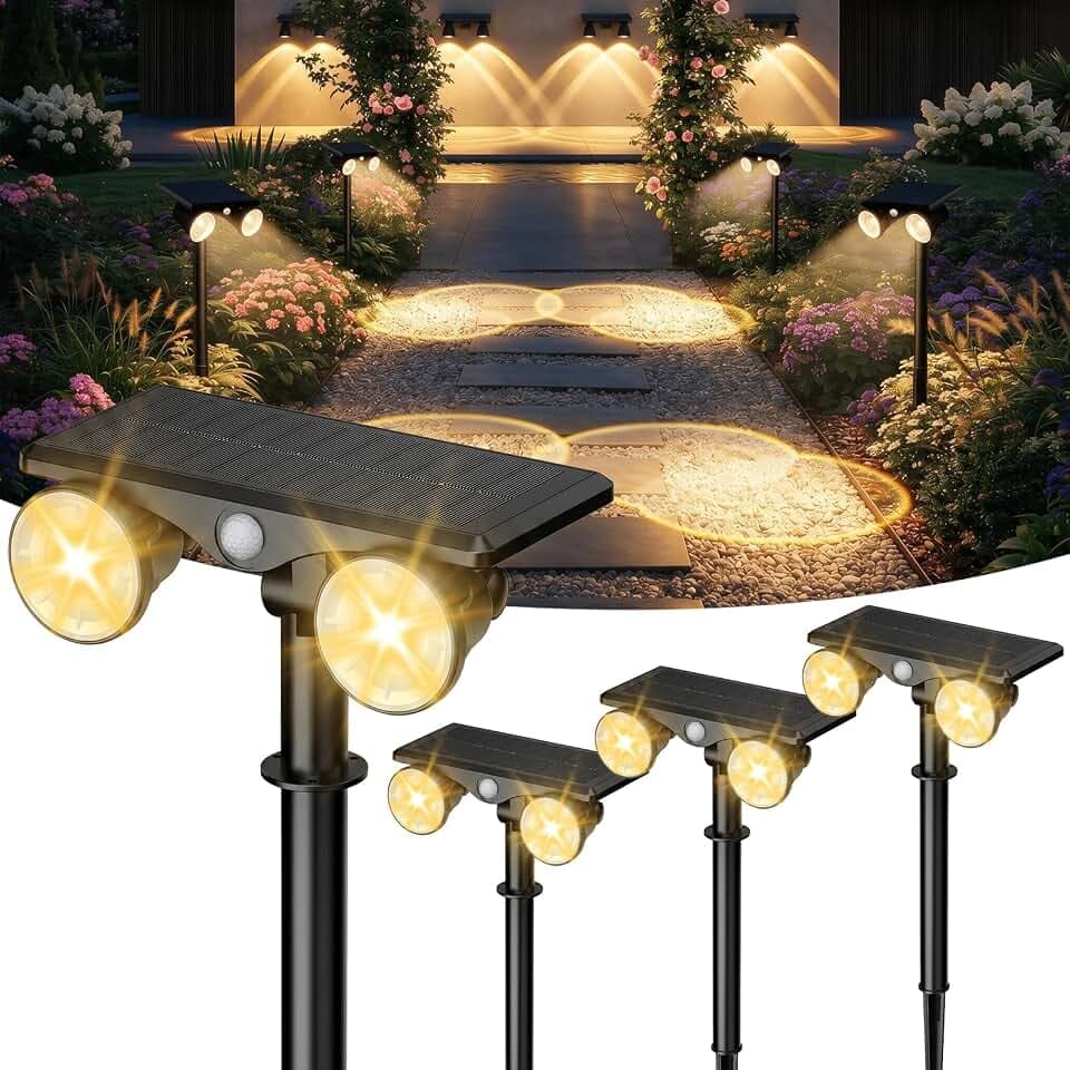 IP65 Solar Spot Lights Outdoor Waterproof,Motion Sensor Spotlights 6Pack