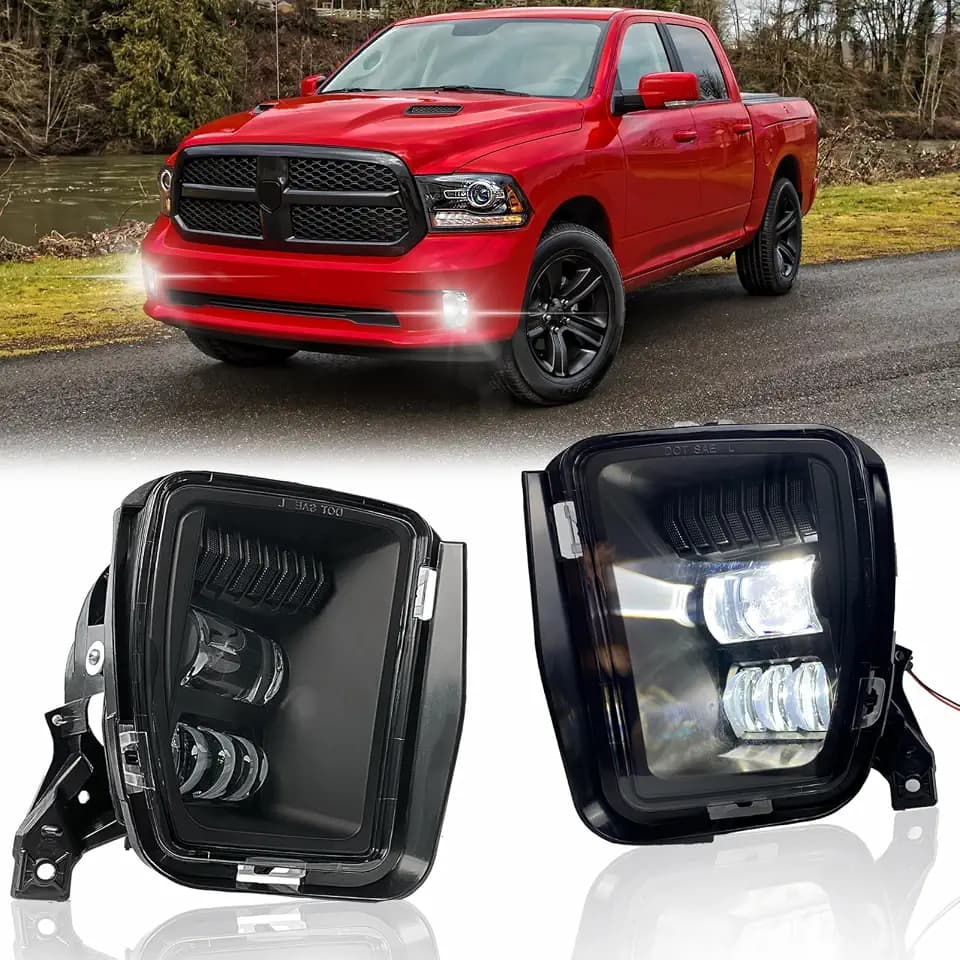 Shocklight Upgraded Led Fog Lights for 2013 2014 2015 2016 2017 2018 Ram 1500 Pickup Front Bumper Driving Fog Lamps(1 Pair Black)