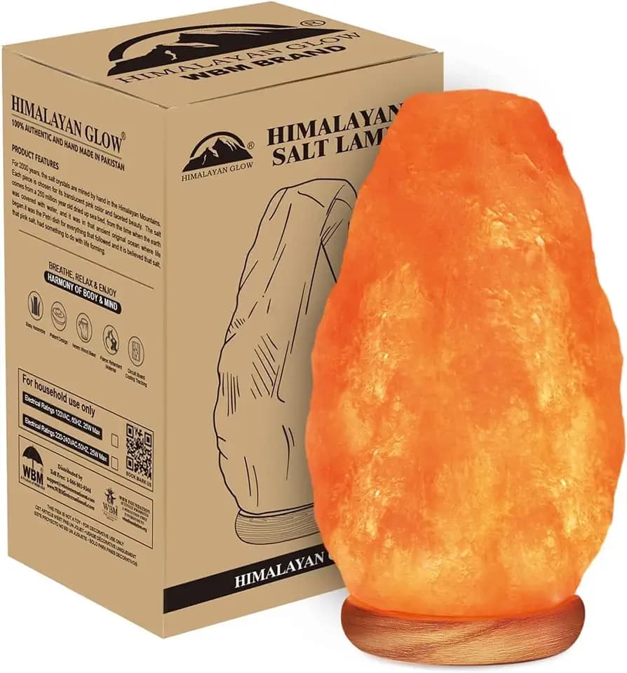 Himalayan Glow Natural Himalayan Salt Lamp with Dimmer Switch - All Natural and Handcrafted with Wooden Base | 6-8 lbs