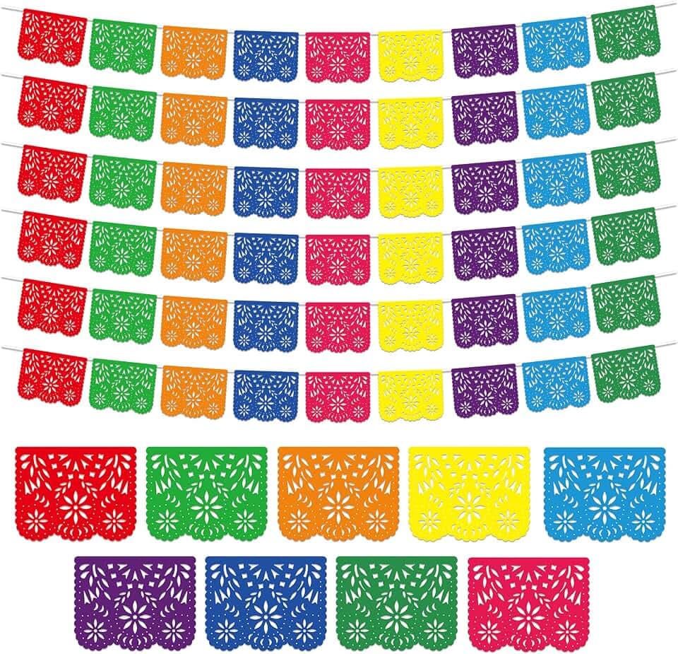 6 Pack Mexico Papel Picado Banner Fiesta Party Banner Wedding Fiesta Party Dia De Los Muertos Cinco De Mexican Mayo Decor,Papel Picado Mexicano para Decoration