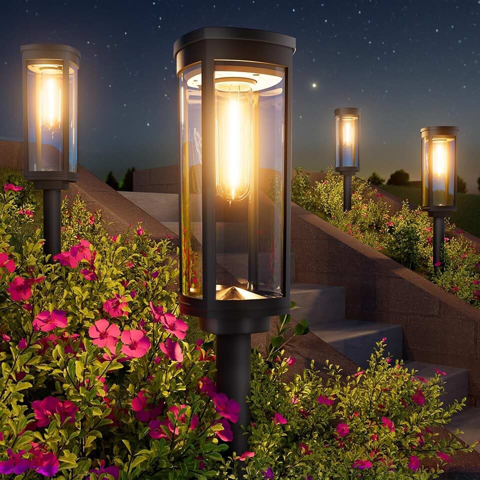 BITPOTT Solar Pathway Lights, 6 Pack, Warm White, IP65
