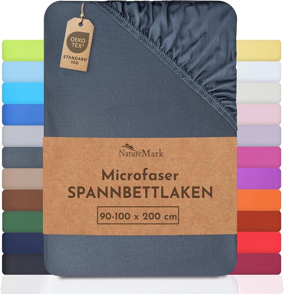 NatureMark - Mikrofaser SPANNBETTLAKEN zum Sparpreis! viele Größen und Farben Markenware (90x200-100x200 cm, anthrazit grau)