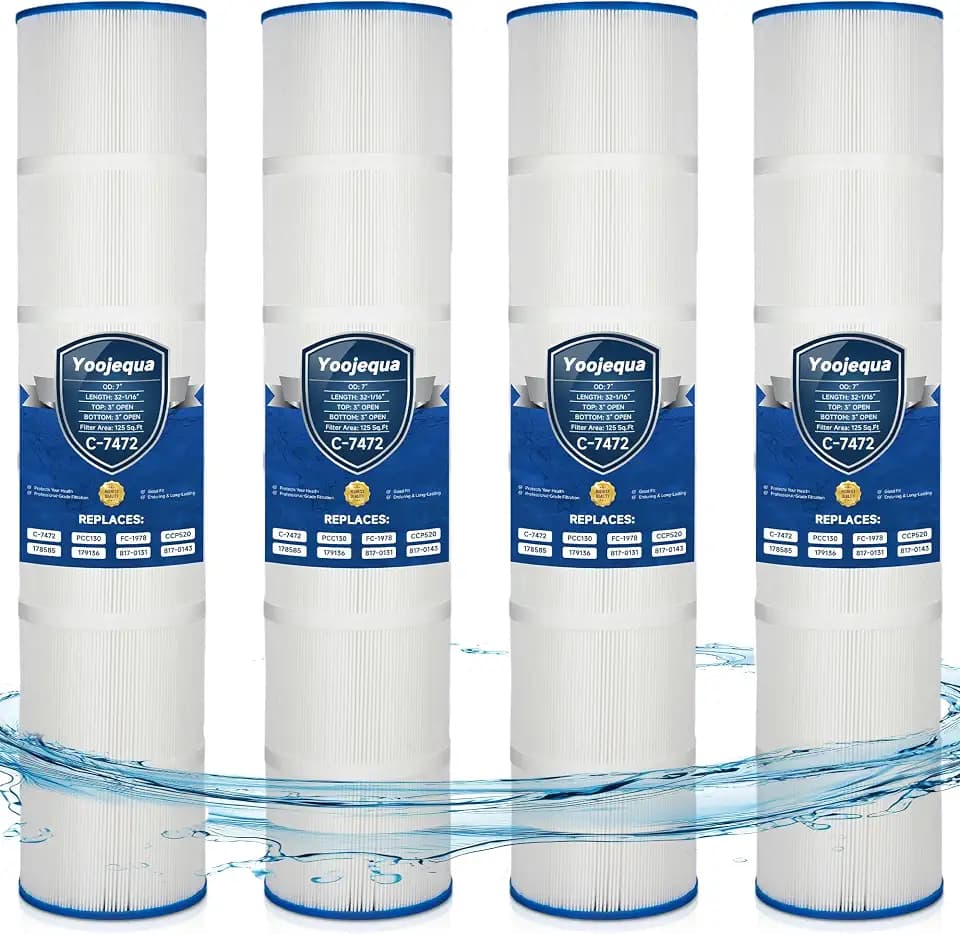 CCP520 Pool Filter Cartridge Compatible with C-7472, Clean and Clear Plus 520, PCC130, R173578, 178585, 817-0143, FC-1978, FC-6475, 160332, 4 x 125 Sq. Ft Pool Filter Cartridge, 4 Pack