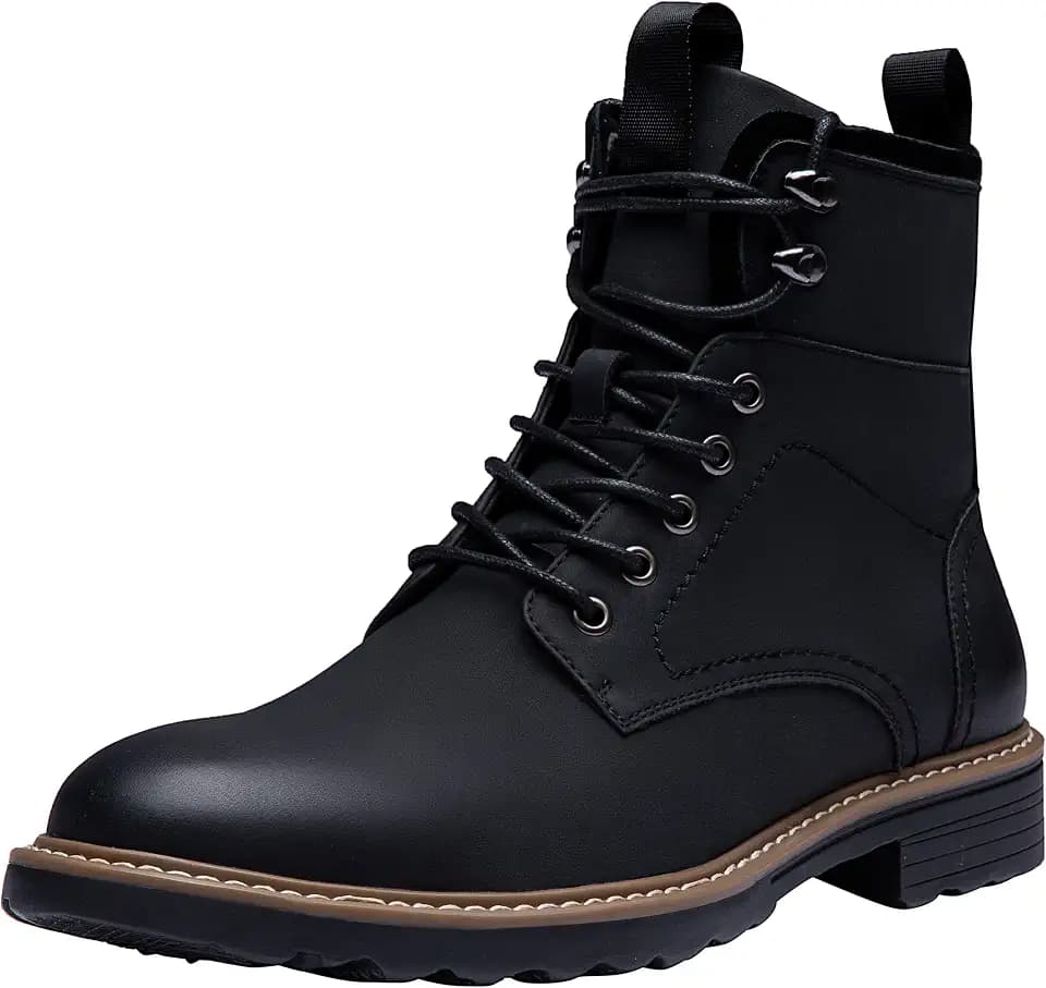 Vostey Mens Motorcycle Boots With Side Zipper Dress Boot