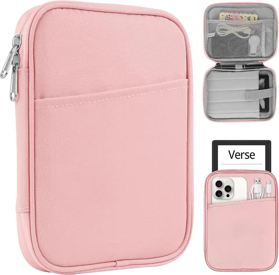 HoYiXi Universal Sleeve for 7-8 inch Tablet Fire HD 8/Fire HD 8 Plus Compatible iPad mini (6th Gen) 8.3" 2021, iPad mini 5/4/3/2/1, Tab A8, 7"-8" inch Android Tablet Sleeve Case-Pink
