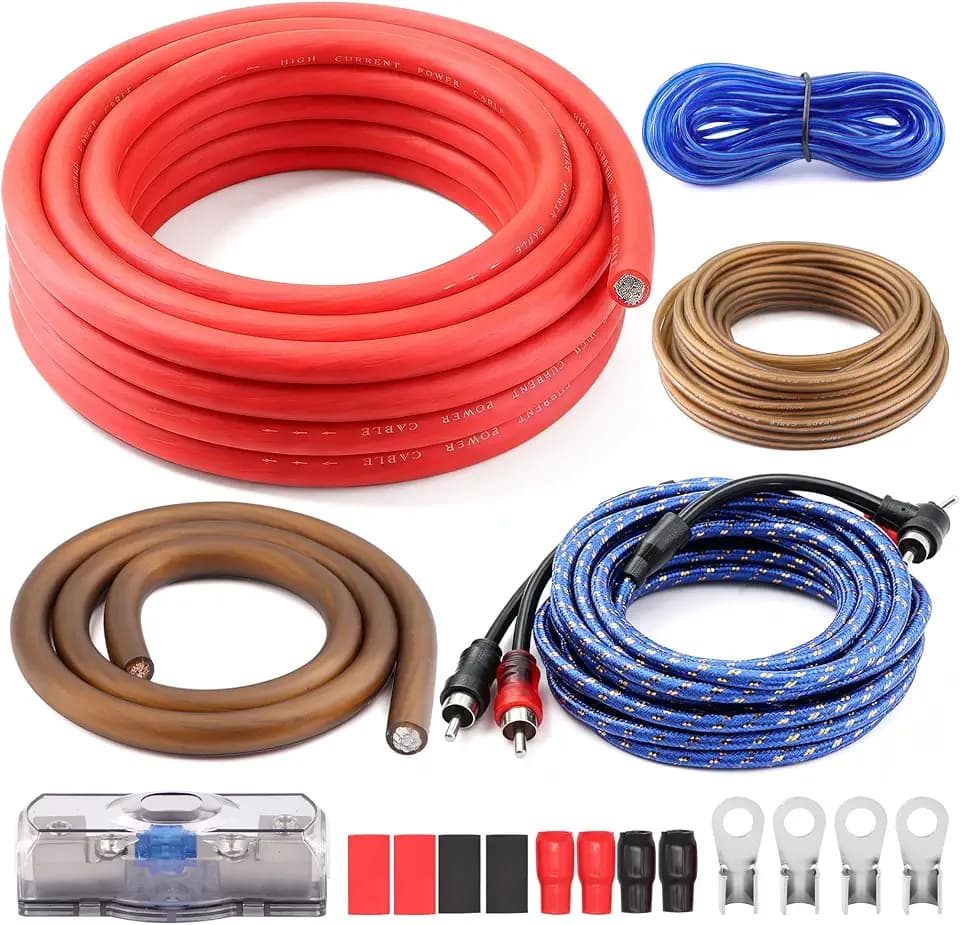 0 Gauge 3000W Amp Wiring Kit With 17FT CCA Power Cable,RCA Wire for Sub