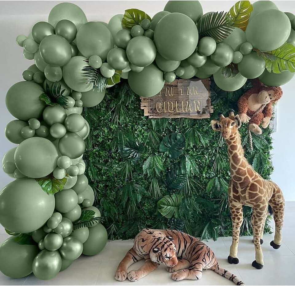 Sage Green Balloons Double Stuffed Garland Different Sizes 18 12 5 Inch Olive Jungle Balloon Arch Kit for Birthday Safari Baby Shower Gender Reveal Bridal Boho Party