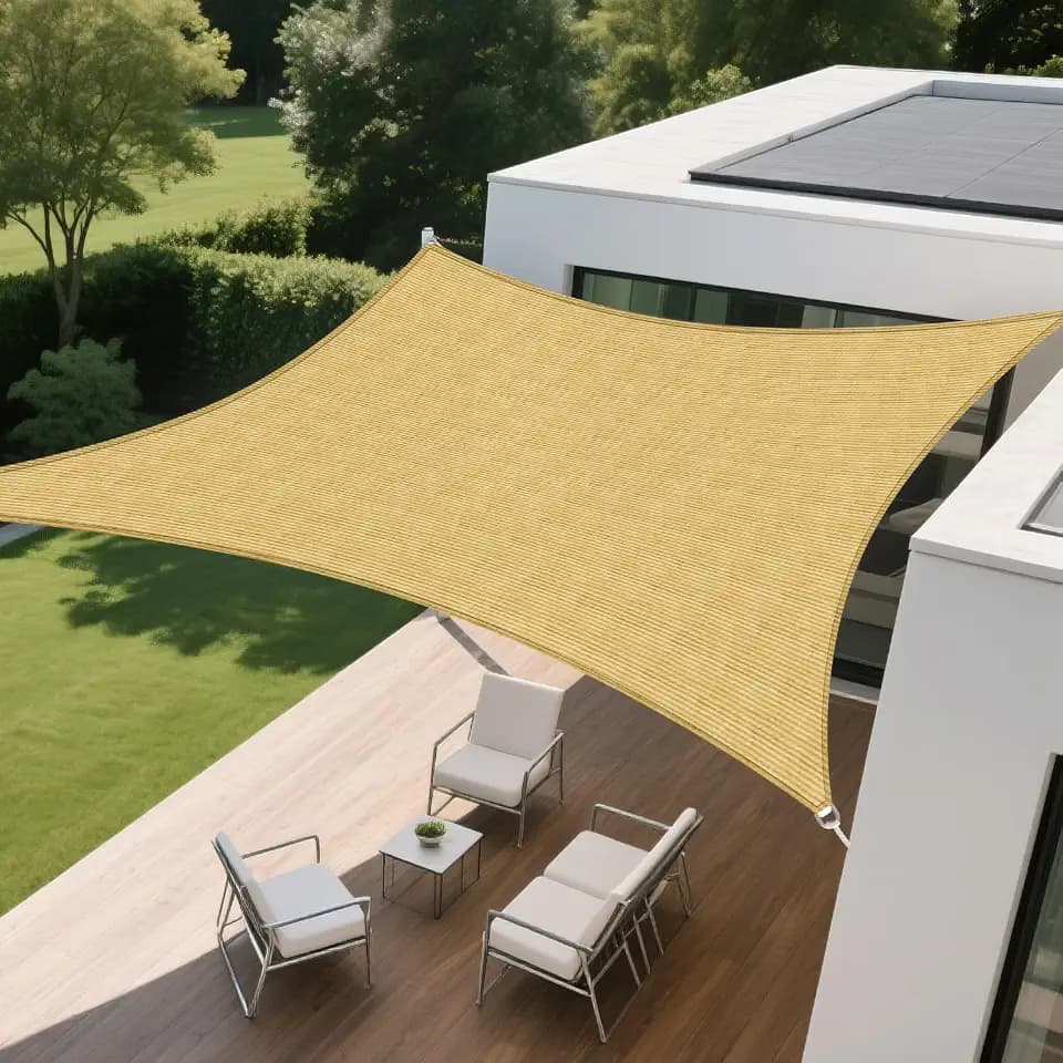 Rectangle Shade Sail 10' x 12' Canopy to Block Sunlight for Outdoor Patio Garden Patio Deck Pergola (Sand)